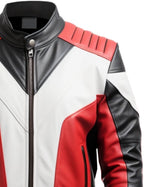 Men’s Faux Leather Red and Black Leather Jacket