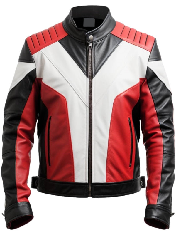 Men’s Faux Leather Red and Black Leather Jacket