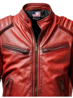 Men’s Red Waxed Leather Jacket