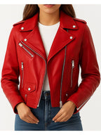 Olivia Leather Red Jacket – Women’s Premium Red Leather Jacket
