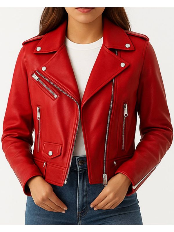 Olivia Leather Red Jacket – Women’s Premium Red Leather Jacket