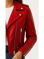 Olivia Leather Red Jacket – Women’s Premium Red Leather Jacket
