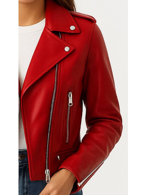 Olivia Leather Red Jacket – Women’s Premium Red Leather Jacket
