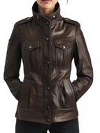Poppy Leather Brown Jacket - Women's Leather Jacket Brown