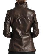 Poppy Leather Brown Jacket - Women's Leather Jacket Brown