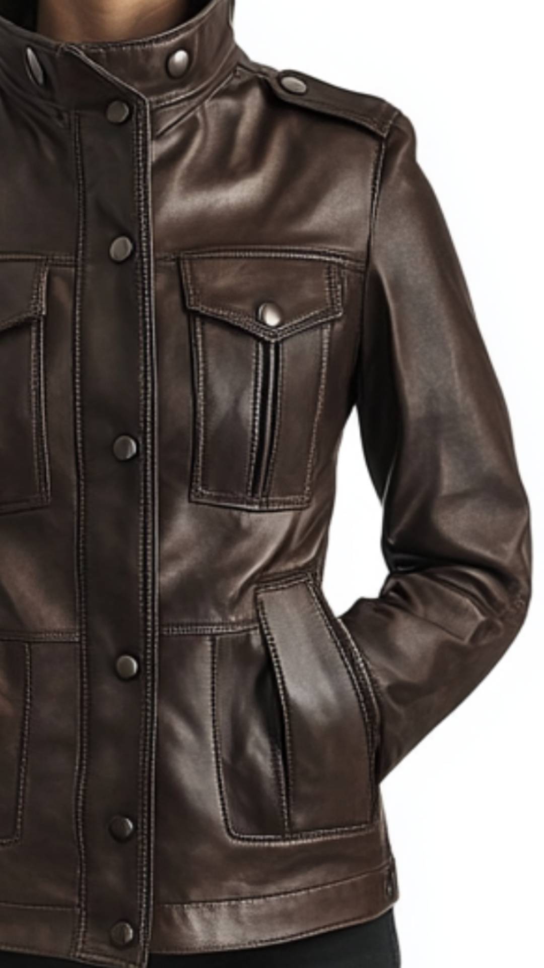 Poppy Leather Brown Jacket - Women's Leather Jacket Brown