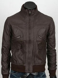 Six Pocket Slimfit Bomber Leather Jacket