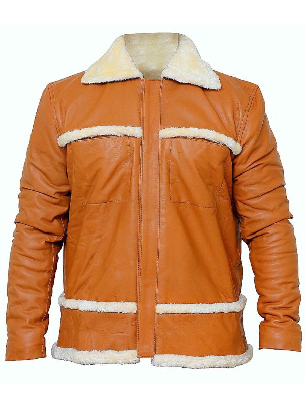 Tan leather jacket for winter