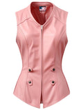 Women’s Baby Pink Leather Vest