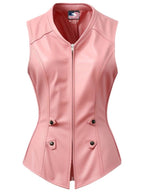 Women’s Baby Pink Leather Vest