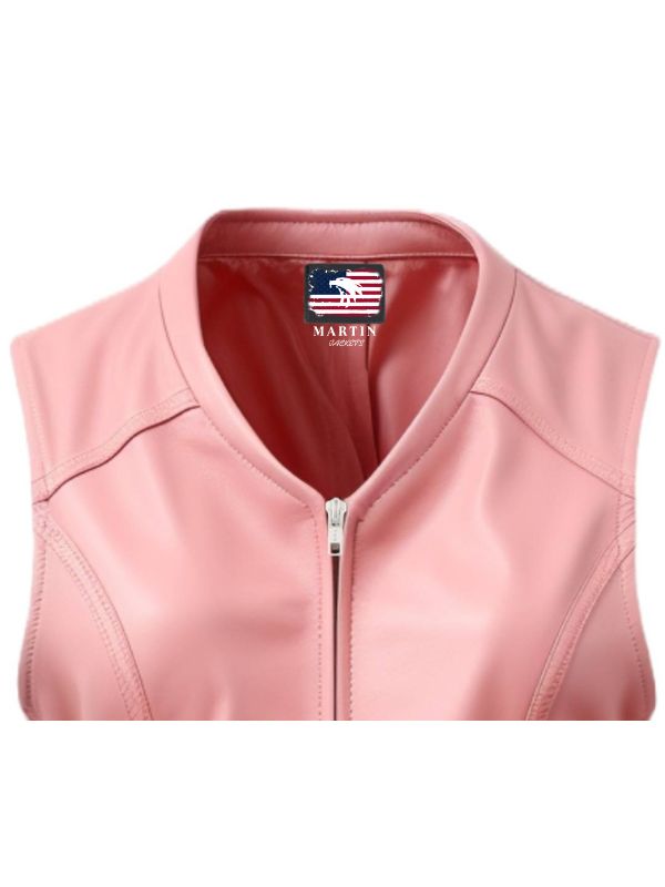 Women’s Baby Pink Leather Vest