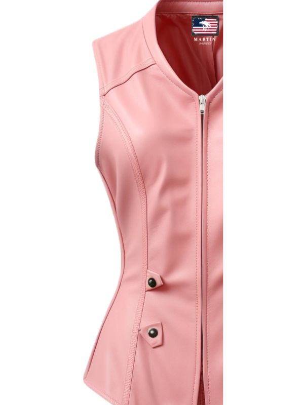 Women’s Baby Pink Leather Vest