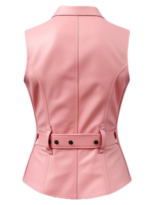 Women’s Baby Pink Leather Vest