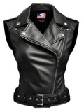 Women’s Black Stylish Biker-Style Leather Vest