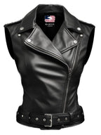 Women’s Black Stylish Biker-Style Leather Vest