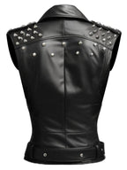 Women’s Black Stylish Biker-Style Leather Vest