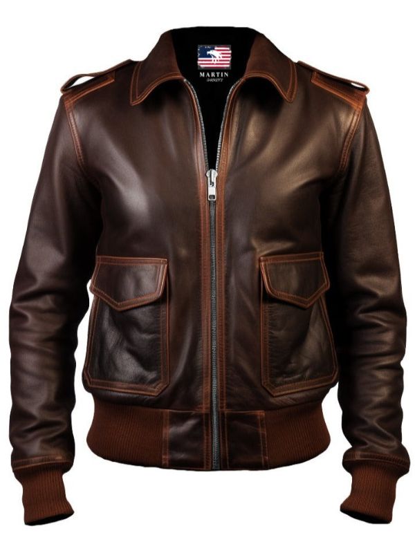 Women Bomber Leather Jacket – Brown Leather Jacket for Women