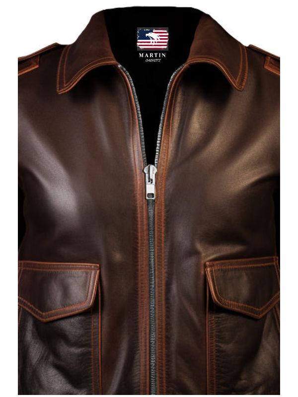 Women Bomber Leather Jacket – Brown Leather Jacket for Women