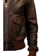 Women Bomber Leather Jacket – Brown Leather Jacket for Women