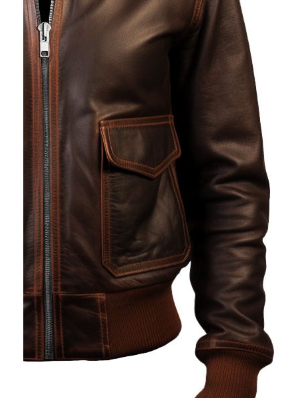 Women Bomber Leather Jacket – Brown Leather Jacket for Women