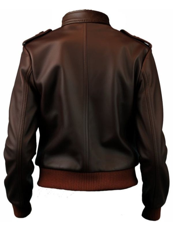 Women Bomber Leather Jacket – Brown Leather Jacket for Women
