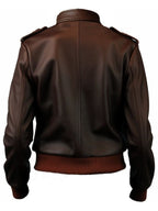 Women Bomber Leather Jacket – Brown Leather Jacket for Women