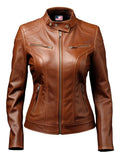 Women Brown Designer Leather Jacket