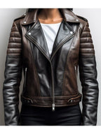 Women Classy Designer Brown Leather Jacket (Dual Color)