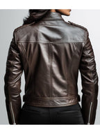 Women Classy Designer Brown Leather Jacket (Dual Color)