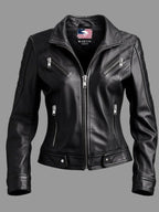 Women Dasha Designer Black Leather Jacket