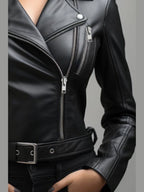 Women Paula Black Biker Leather Jacket