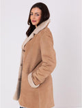Shearling Longline Suede Coat – Luxury Long Suede Jacket Women