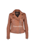 Women's Leather Jacket with Zippers