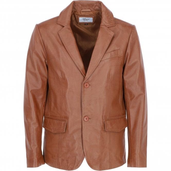 Men's Leather Blazer Notch Collar