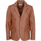 Men's Leather Blazer Notch Collar
