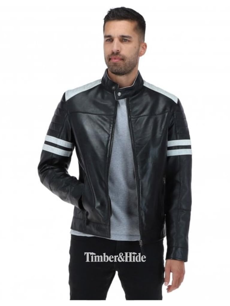 Men's Leather Club Biker Jacket Black