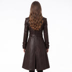 Brown Leather Trench Coat | Medieval Gothic Long Overcoat, Belted Fantasy Jacket
