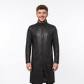 Men's Neo-Inspired Black Leather Duster Coat | Gothic Cyberpunk Trench Jacket