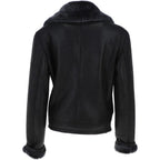 Women's Luxury Shearling Aviator Jacket Black/brissa