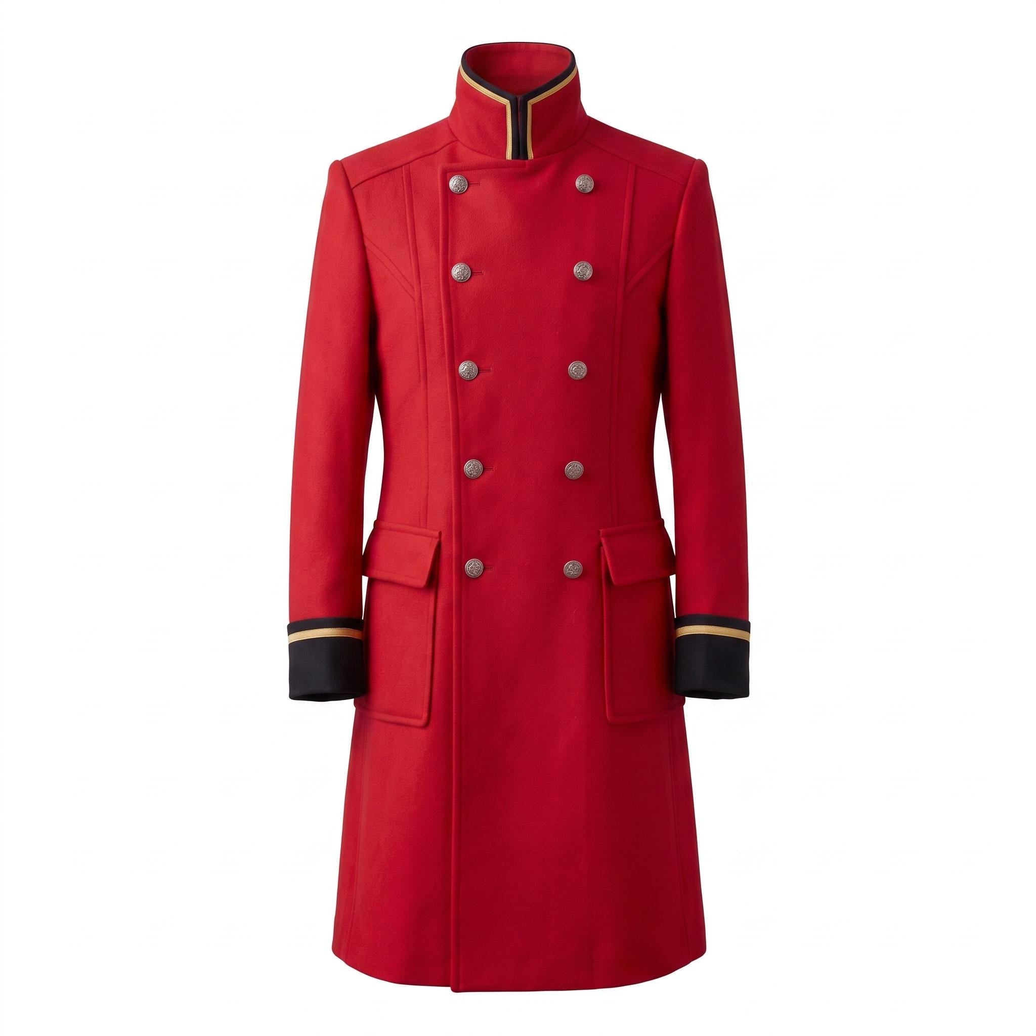 Men's Alchemist Edward Elric Inspired Red Wool Coat Anime Military Cosplay Overcoat Convention