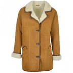 Women's Suede Leather Shearling Coat: Penny Lane Style Winter Jacket