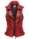 Aimee Red Leather Distressed Vest