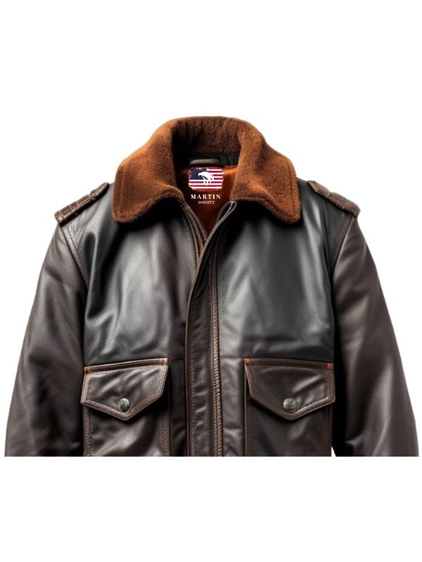 Aviator Men Flight Bomber Leather Jacket