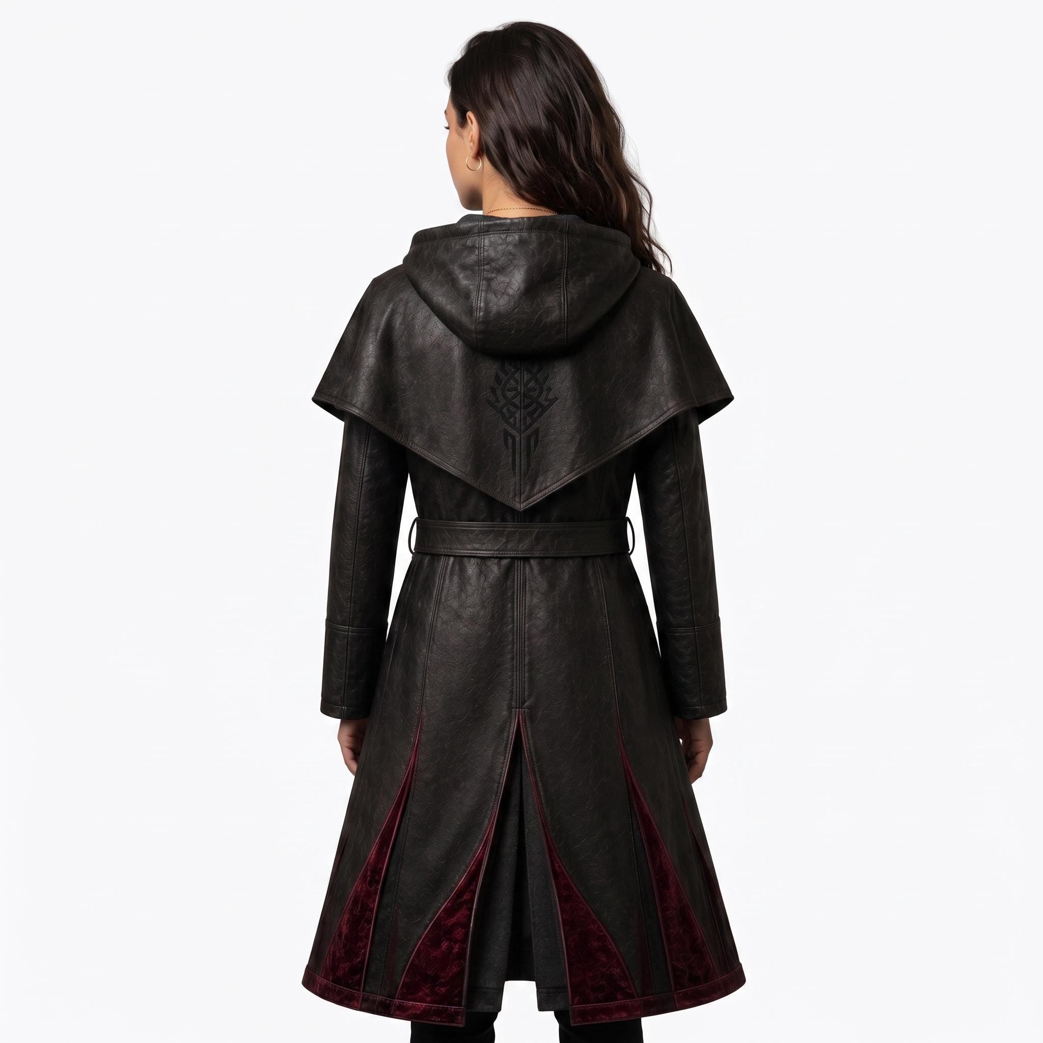 Women's Genuine Leather Hooded Cloak: Medieval Gothic Renaissance Fantasy Cape