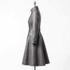 Grey Leather Military Coat, Double Breasted Gothic Victorian Jacket
