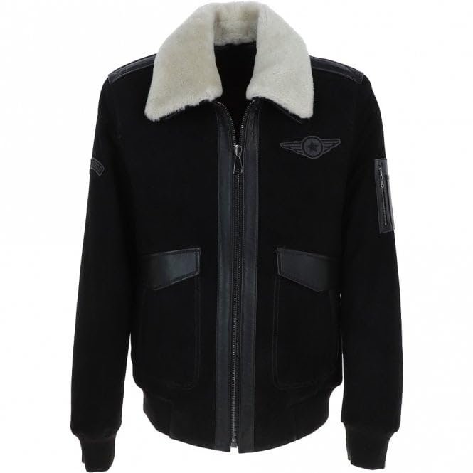 Men's Premium Leather Aviator Jacket with Detachable Collar