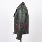 Men's Leather Biker Moto Jacket | Gothic Cross Design | Embroidered Patch jacket