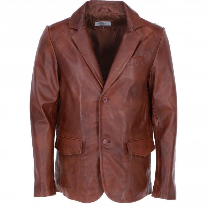 Men's Classic Burgundy Leather Blazer: AWL-2244