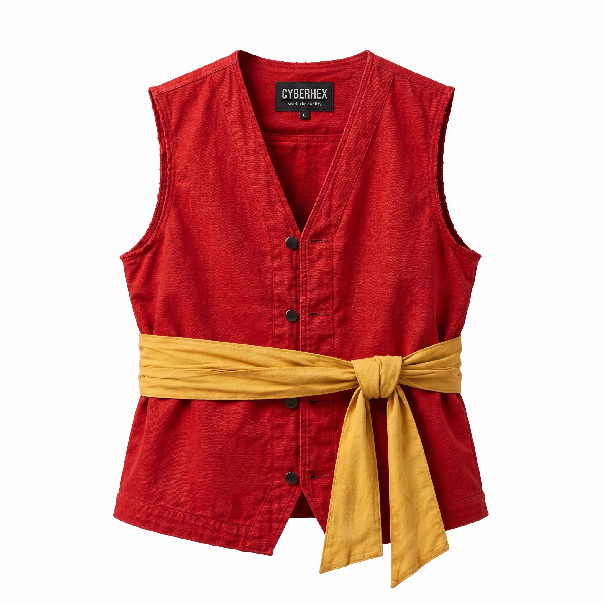 One Piece Luffy Red Cotton Vest | Men's  Pirate Inspired Anime Cosplay Jacket