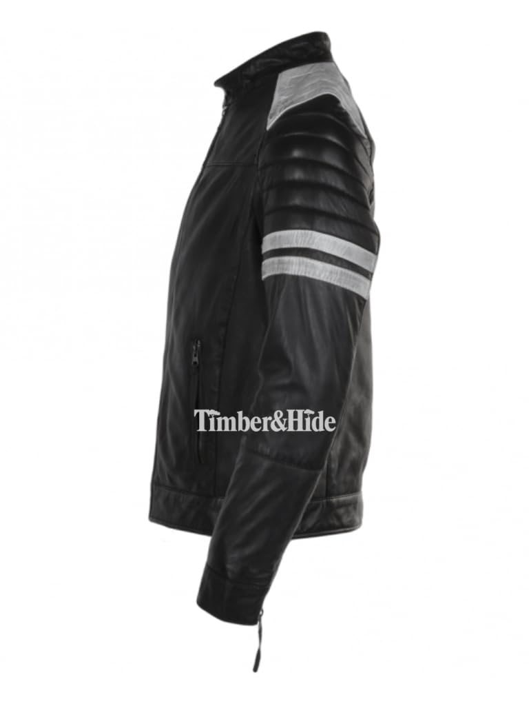 Men's Leather Club Biker Jacket Black